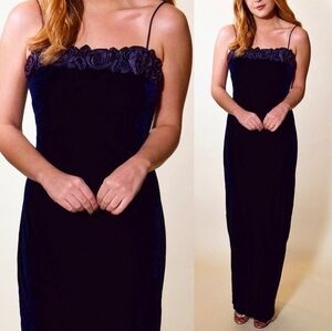 NWOT! Morgan & Co Velvet Metallic Purple Maxi Dress